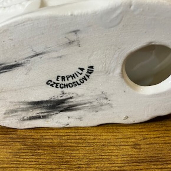 Erphila of Czechosolovakia Ceramic Child in a Boat Decor 7" White - Picture 6 of 6